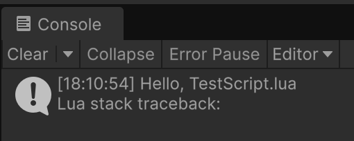 lunyscript playmode log